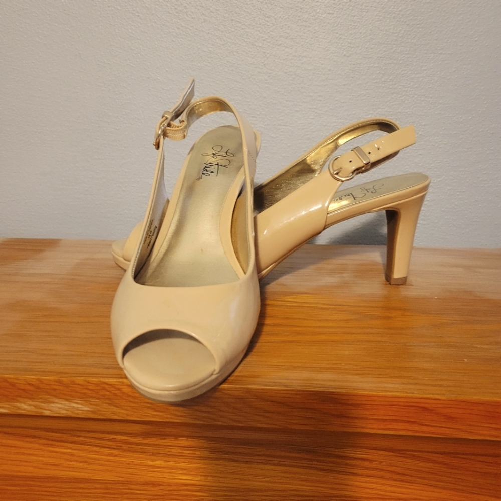 Nude Patent Slingbacks
